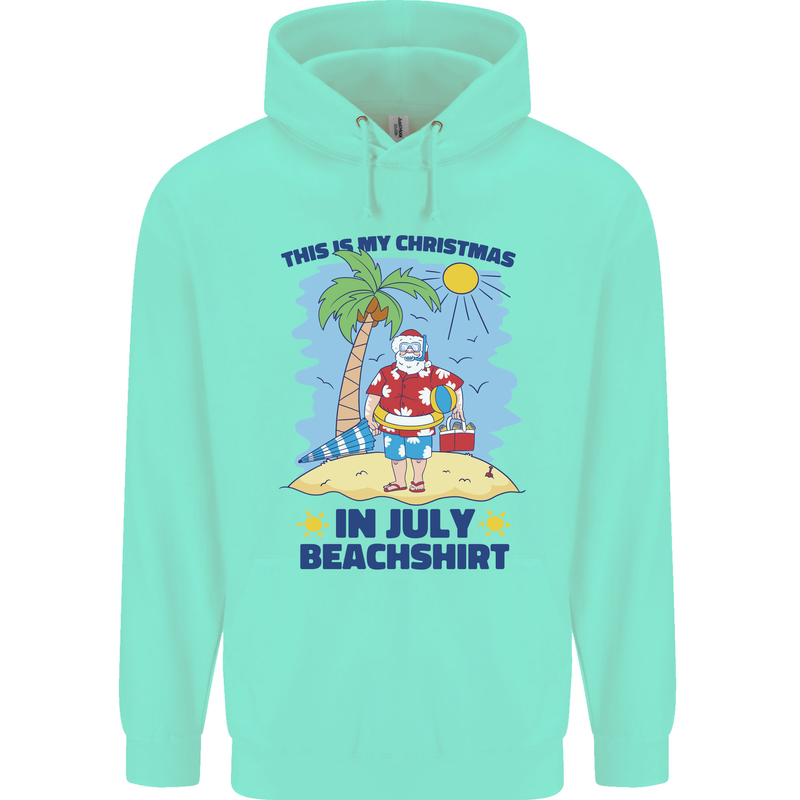 Christmas in July Summer Santa Clause Beach Childrens Kids Hoodie Peppermint