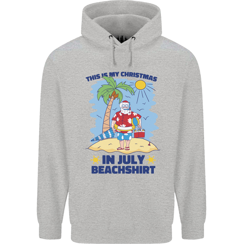 Christmas in July Summer Santa Clause Beach Childrens Kids Hoodie Sports Grey