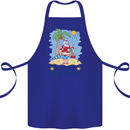 Christmas in July Summer Santa Clause Beach Cotton Apron 100% Organic Royal Blue