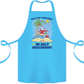Christmas in July Summer Santa Clause Beach Cotton Apron 100% Organic Turquoise