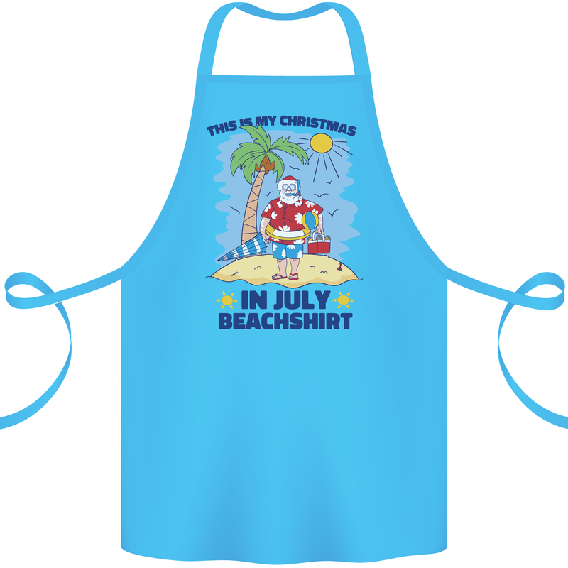 Christmas in July Summer Santa Clause Beach Cotton Apron 100% Organic Turquoise