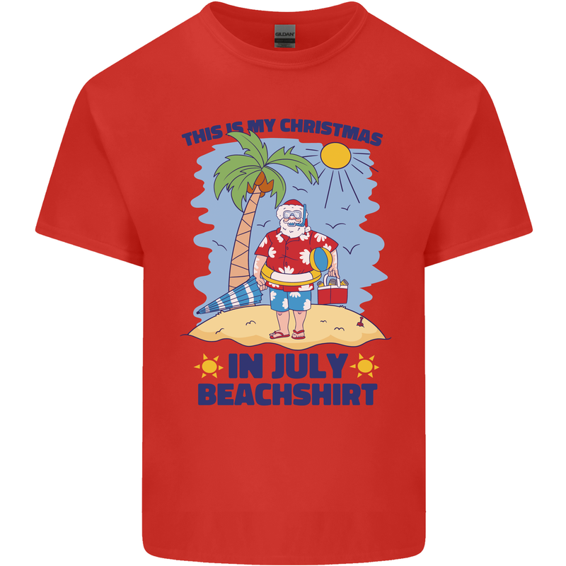 Christmas in July Summer Santa Clause Beach Kids T-Shirt Childrens Red