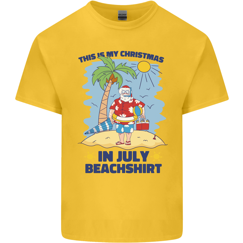 Christmas in July Summer Santa Clause Beach Kids T-Shirt Childrens Yellow