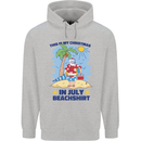 Christmas in July Summer Santa Clause Beach Mens 80% Cotton Hoodie Sports Grey