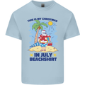 Christmas in July Summer Santa Clause Beach Mens Cotton T-Shirt Tee Top Light Blue