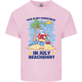 Christmas in July Summer Santa Clause Beach Mens Cotton T-Shirt Tee Top Light Pink