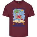 Christmas in July Summer Santa Clause Beach Mens Cotton T-Shirt Tee Top Maroon