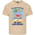 Christmas in July Summer Santa Clause Beach Mens Cotton T-Shirt Tee Top Sand