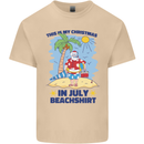 Christmas in July Summer Santa Clause Beach Mens Cotton T-Shirt Tee Top Sand
