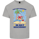 Christmas in July Summer Santa Clause Beach Mens Cotton T-Shirt Tee Top Sports Grey