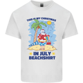 Christmas in July Summer Santa Clause Beach Mens Cotton T-Shirt Tee Top White