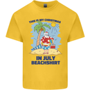 Christmas in July Summer Santa Clause Beach Mens Cotton T-Shirt Tee Top Yellow