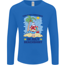 Christmas in July Summer Santa Clause Beach Mens Long Sleeve T-Shirt Royal Blue