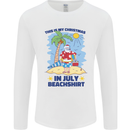 Christmas in July Summer Santa Clause Beach Mens Long Sleeve T-Shirt White