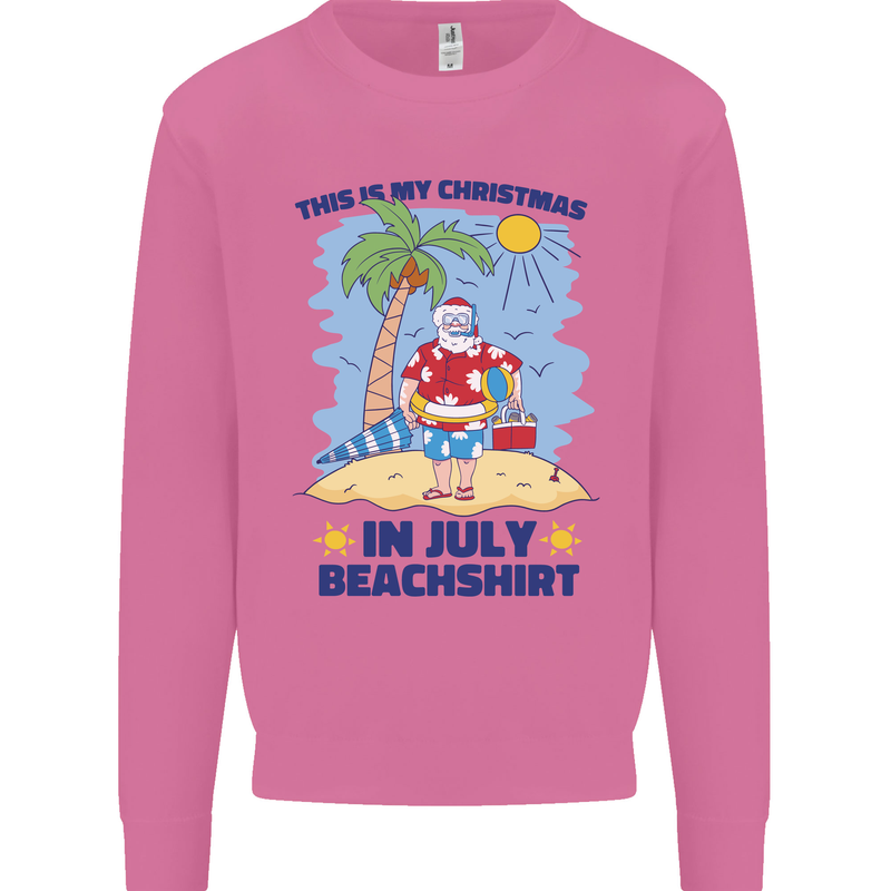 Christmas in July Summer Santa Clause Beach Mens Sweatshirt Jumper Azalea