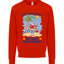 Christmas in July Summer Santa Clause Beach Mens Sweatshirt Jumper Bright Red