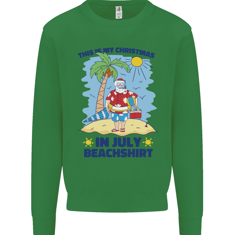 Christmas in July Summer Santa Clause Beach Mens Sweatshirt Jumper Irish Green