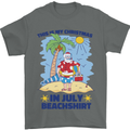 Christmas in July Summer Santa Clause Beach Mens T-Shirt 100% Cotton Charcoal