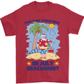 Christmas in July Summer Santa Clause Beach Mens T-Shirt 100% Cotton Red