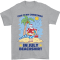 Christmas in July Summer Santa Clause Beach Mens T-Shirt 100% Cotton Sports Grey