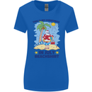 Christmas in July Summer Santa Clause Beach Womens Wider Cut T-Shirt Royal Blue