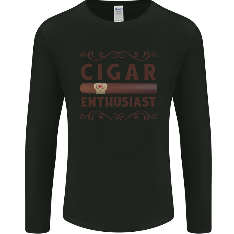 Cigar Enthusiast Smoking Mens Long Sleeve T-Shirt Black