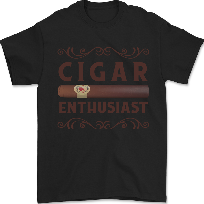 Cigar Enthusiast Smoking Mens T-Shirt 100% Cotton Black