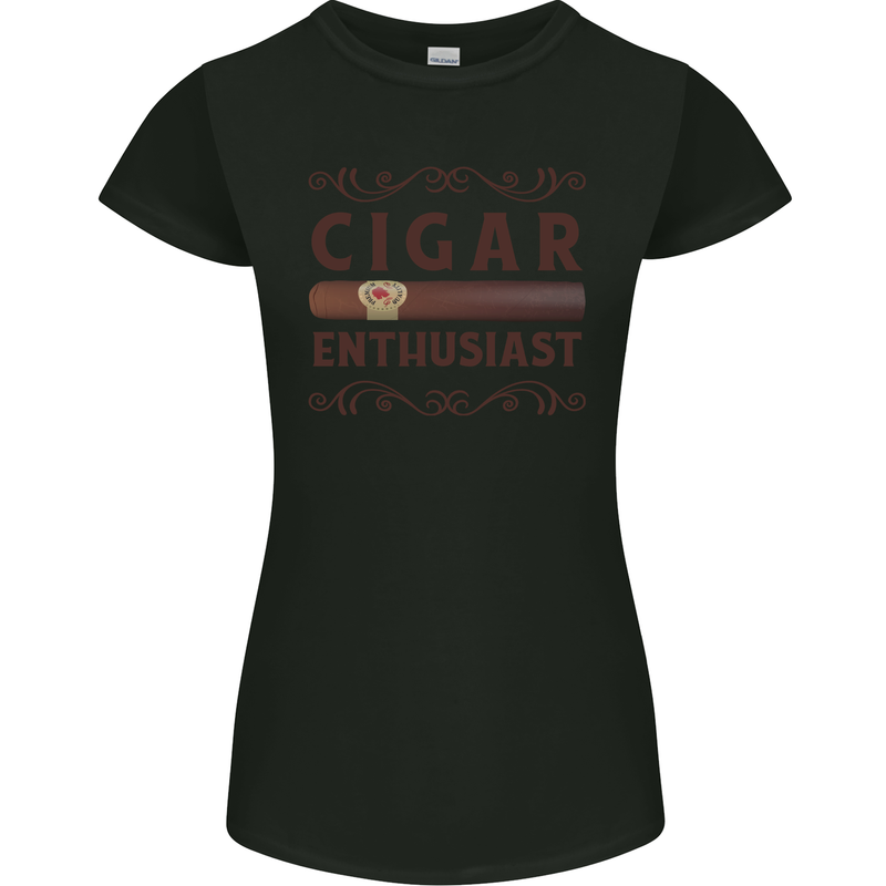 Cigar Enthusiast Smoking Womens Petite Cut T-Shirt Black