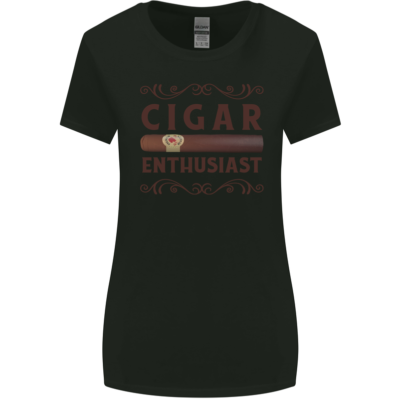 Cigar Enthusiast Smoking Womens Wider Cut T-Shirt Black