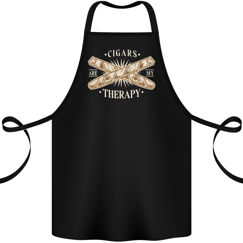 Cigars are My Therapy Funny Smoking Cotton Apron 100% Organic Black