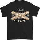 Cigars are My Therapy Funny Smoking Mens T-Shirt 100% Cotton Black