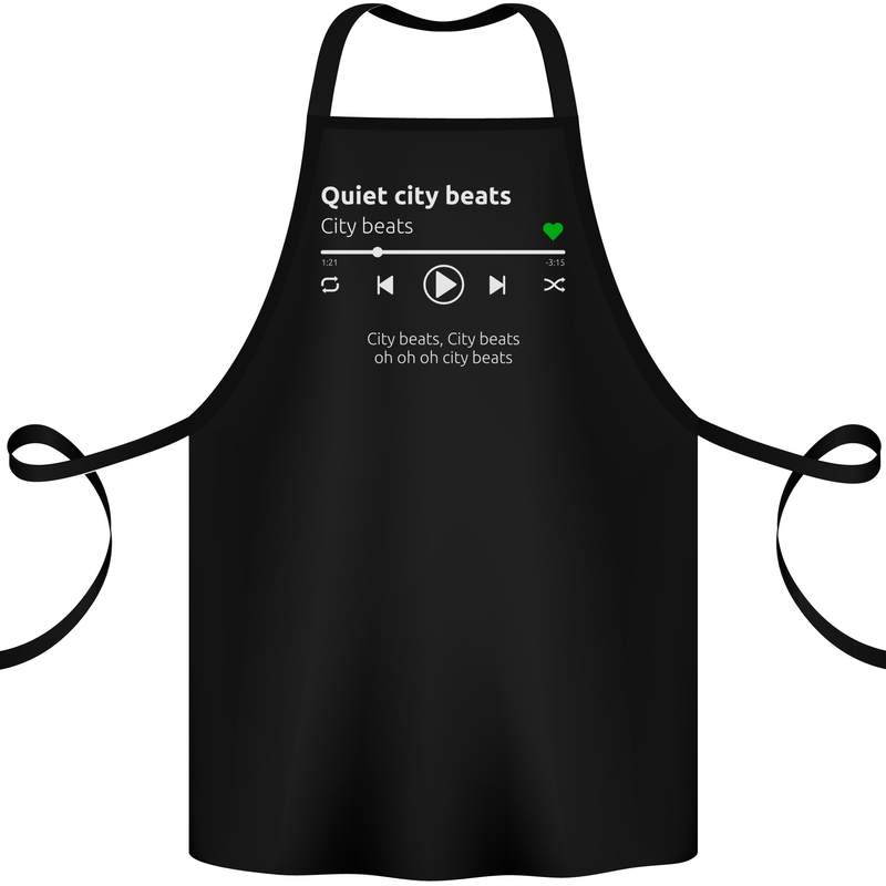 City Beats Music MP3 Player Cotton Apron 100% Organic Black