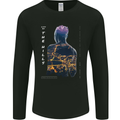 City Lights & Mountains Double Exposure Mens Long Sleeve T-Shirt Black