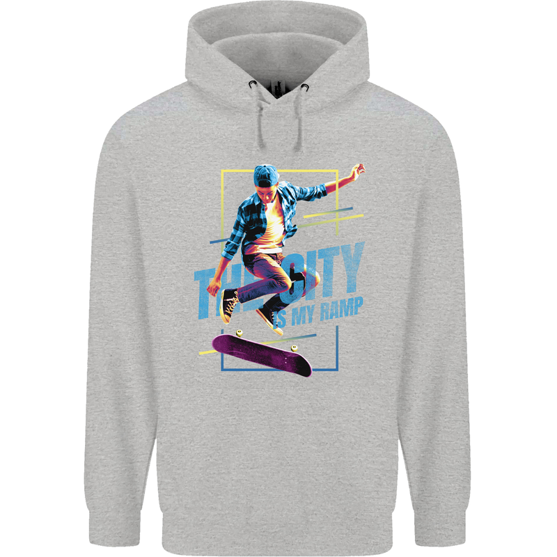 City is My Ramp Skateboarding Skateboard Childrens Kids Hoodie Sports Grey