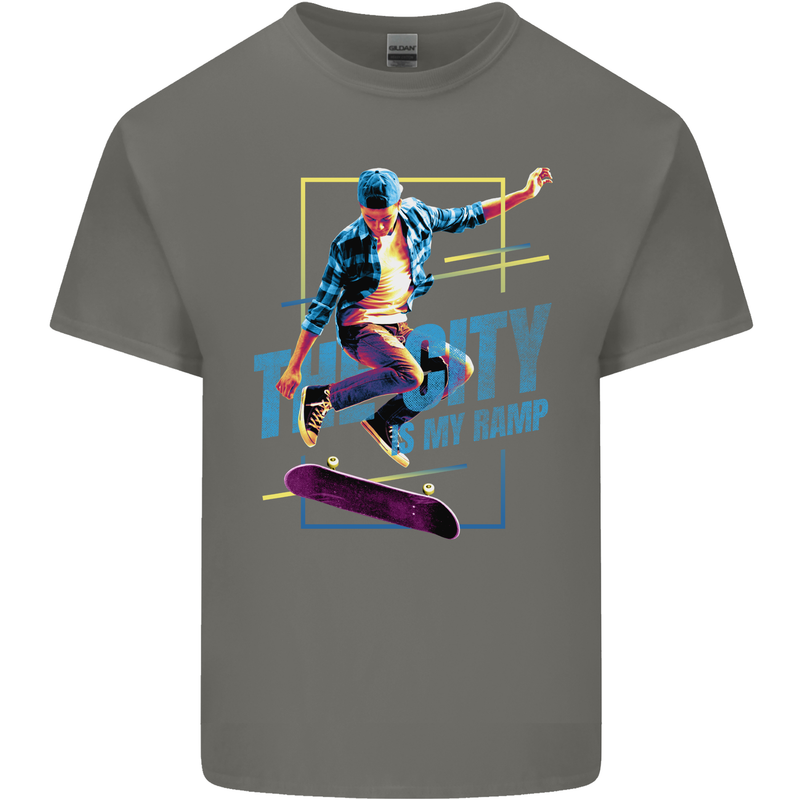 City is My Ramp Skateboarding Skateboard Kids T-Shirt Childrens Charcoal