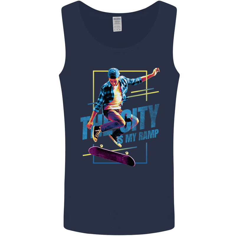 City is My Ramp Skateboarding Skateboard Mens Vest Tank Top Navy Blue