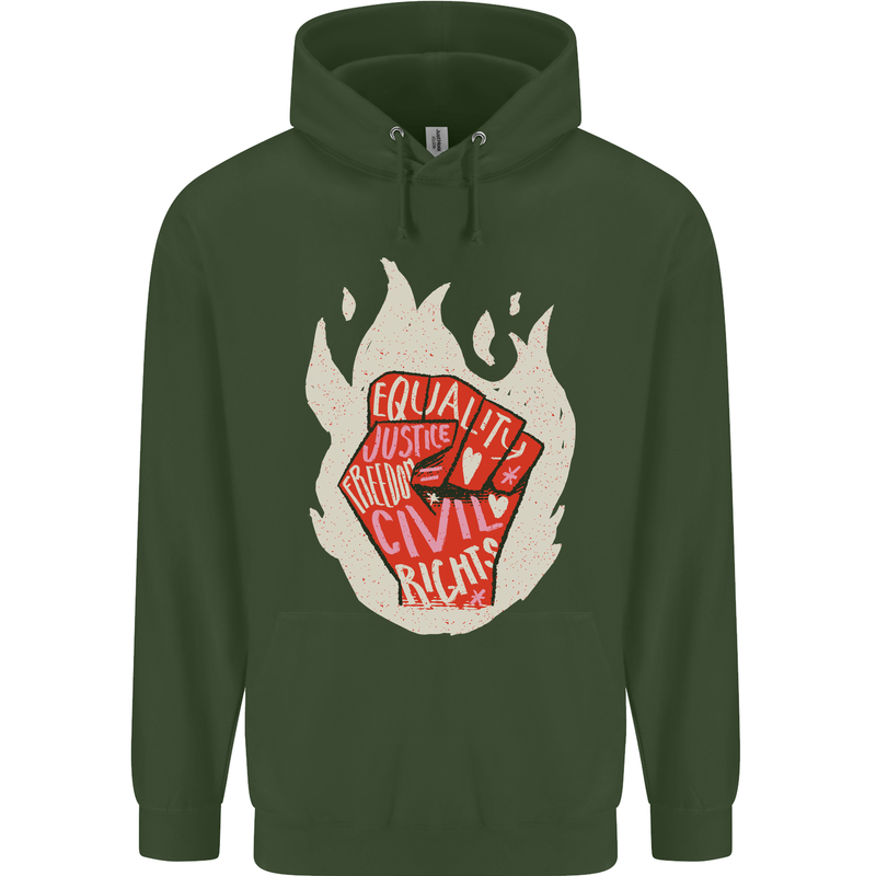 Civil Rights Black Lives Matter LGBT Equality Mens 80% Cotton Hoodie Forest Green