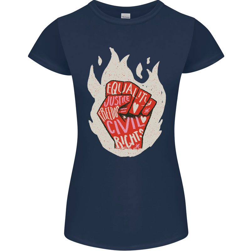 Civil Rights Black Lives Matter LGBT Equality Womens Petite Cut T-Shirt Navy Blue