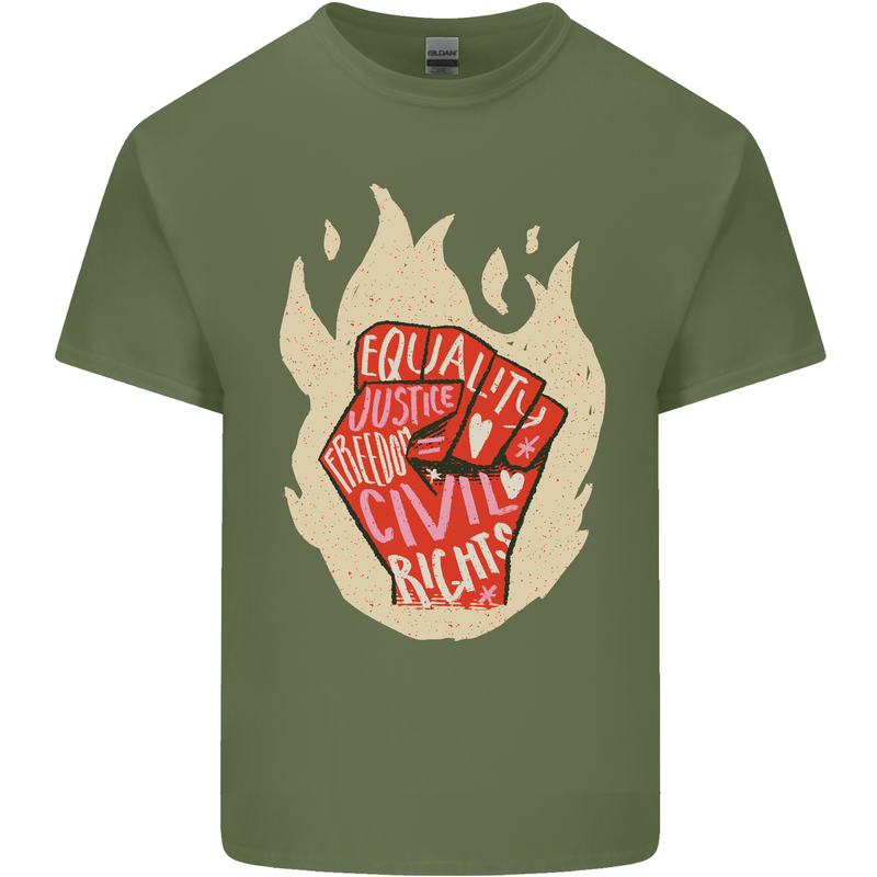 Civil Rights Black Lives Matter LGBT Freedom Mens Cotton T-Shirt Tee Top Military Green