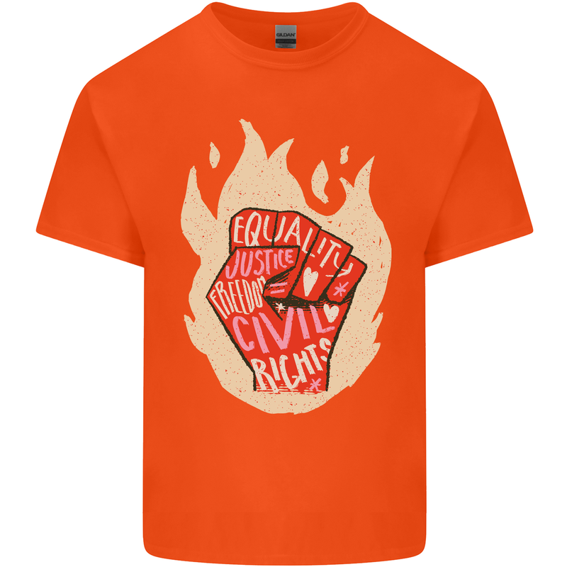 Civil Rights Black Lives Matter LGBT Freedom Mens Cotton T-Shirt Tee Top Orange