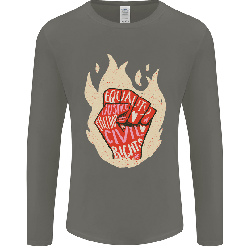 Civil Rights Black Lives Matter LGBT Freedom Mens Long Sleeve T-Shirt Charcoal