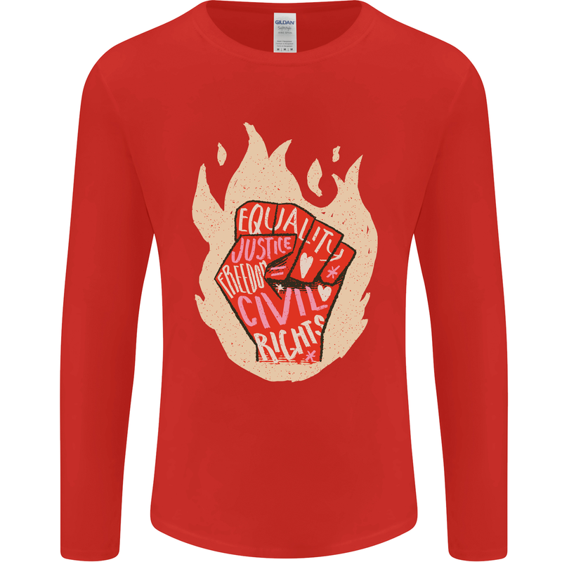 Civil Rights Black Lives Matter LGBT Freedom Mens Long Sleeve T-Shirt Red