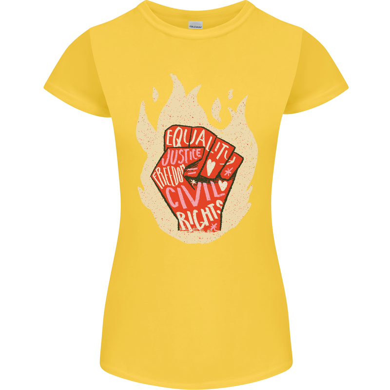Civil Rights Black Lives Matter LGBT Freedom Womens Petite Cut T-Shirt Yellow