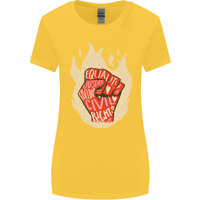 Civil Rights Black Lives Matter LGBT Freedom Womens Wider Cut T-Shirt Yellow