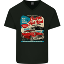 Classic Hot Rod Wild & Free Mens V-Neck Cotton T-Shirt Black