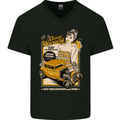Classic Luxury Hot Rod Superior Performance Mens V-Neck Cotton T-Shirt Black