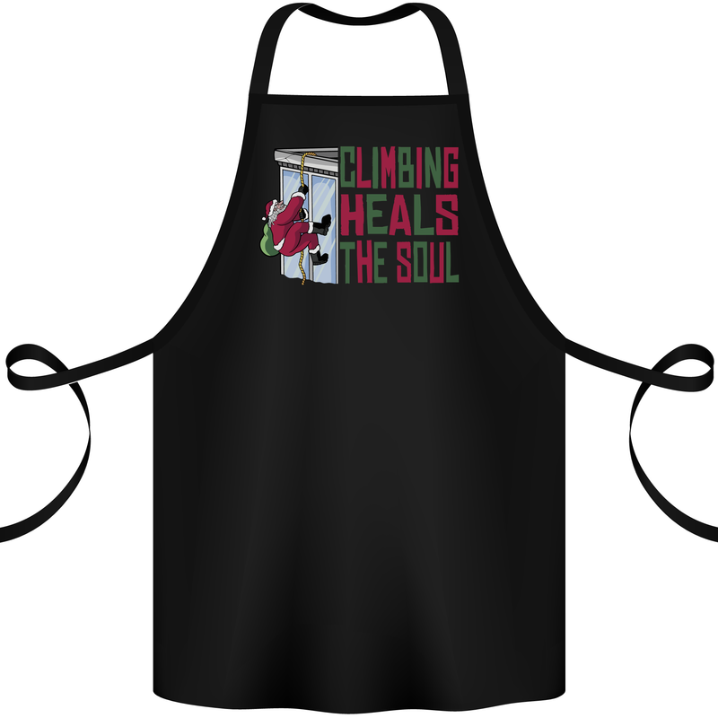 Climbing Heals the Soul Funny Christmas Xmas Rock Cotton Apron 100% Organic Black