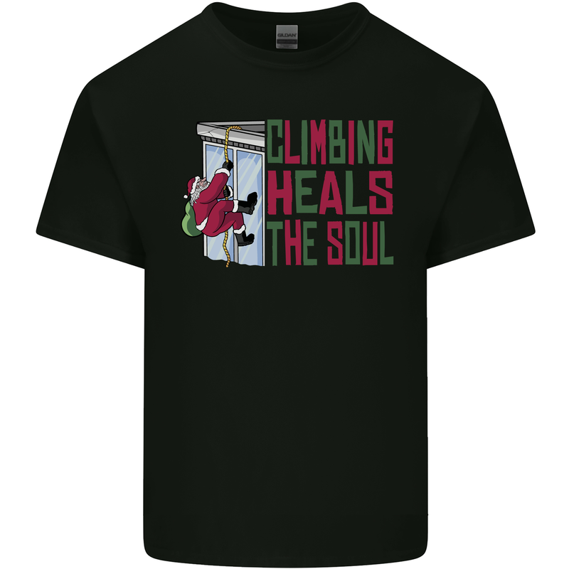 Climbing Heals the Soul Funny Christmas Xmas Rock Kids T-Shirt Childrens Black