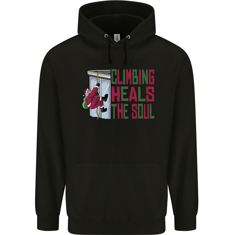 Climbing Heals the Soul Funny Christmas Xmas Rock Mens 80% Cotton Hoodie Black