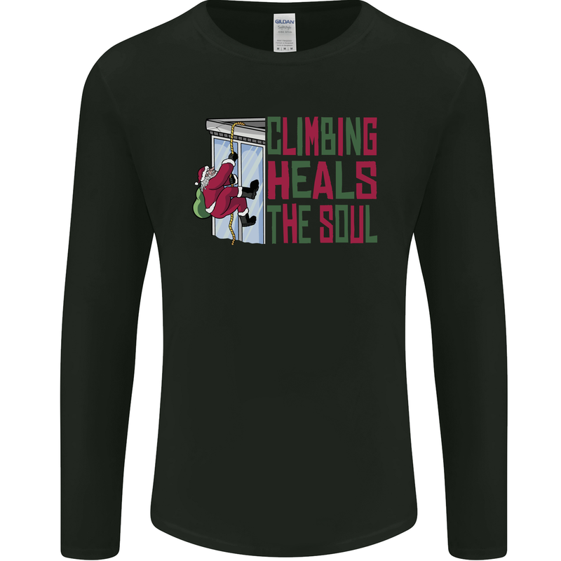 Climbing Heals the Soul Funny Christmas Xmas Rock Mens Long Sleeve T-Shirt Black